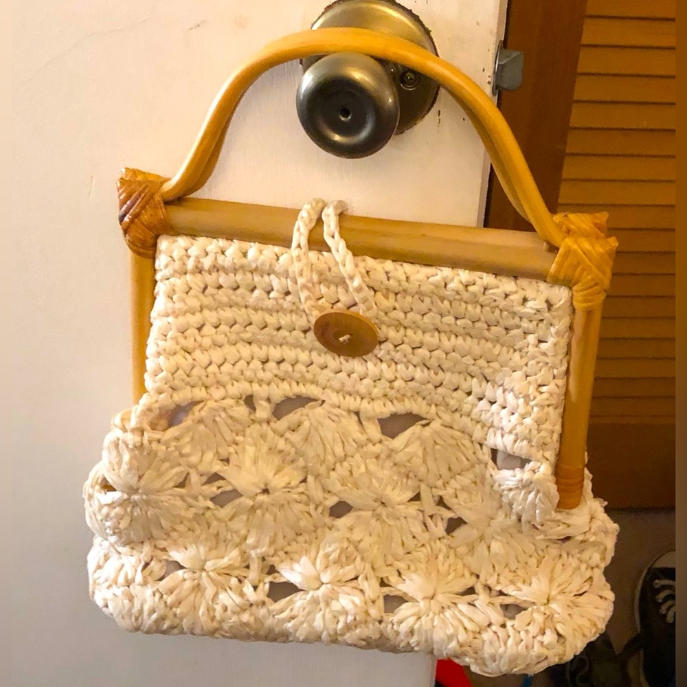 NWOT white woven handbag
